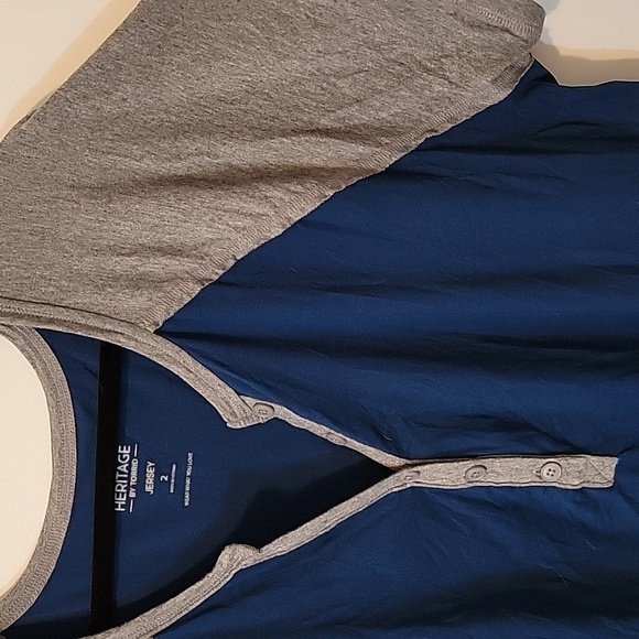 Torrid Blue And Grey Varsity Henley Tee - Picture 4 of 11